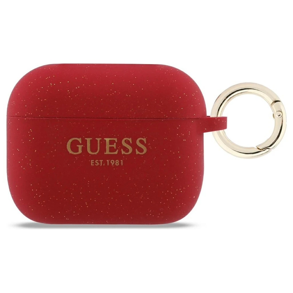Case Guess Silicone Glitter Ring AirPods Pro 3 készülékhez fukszia